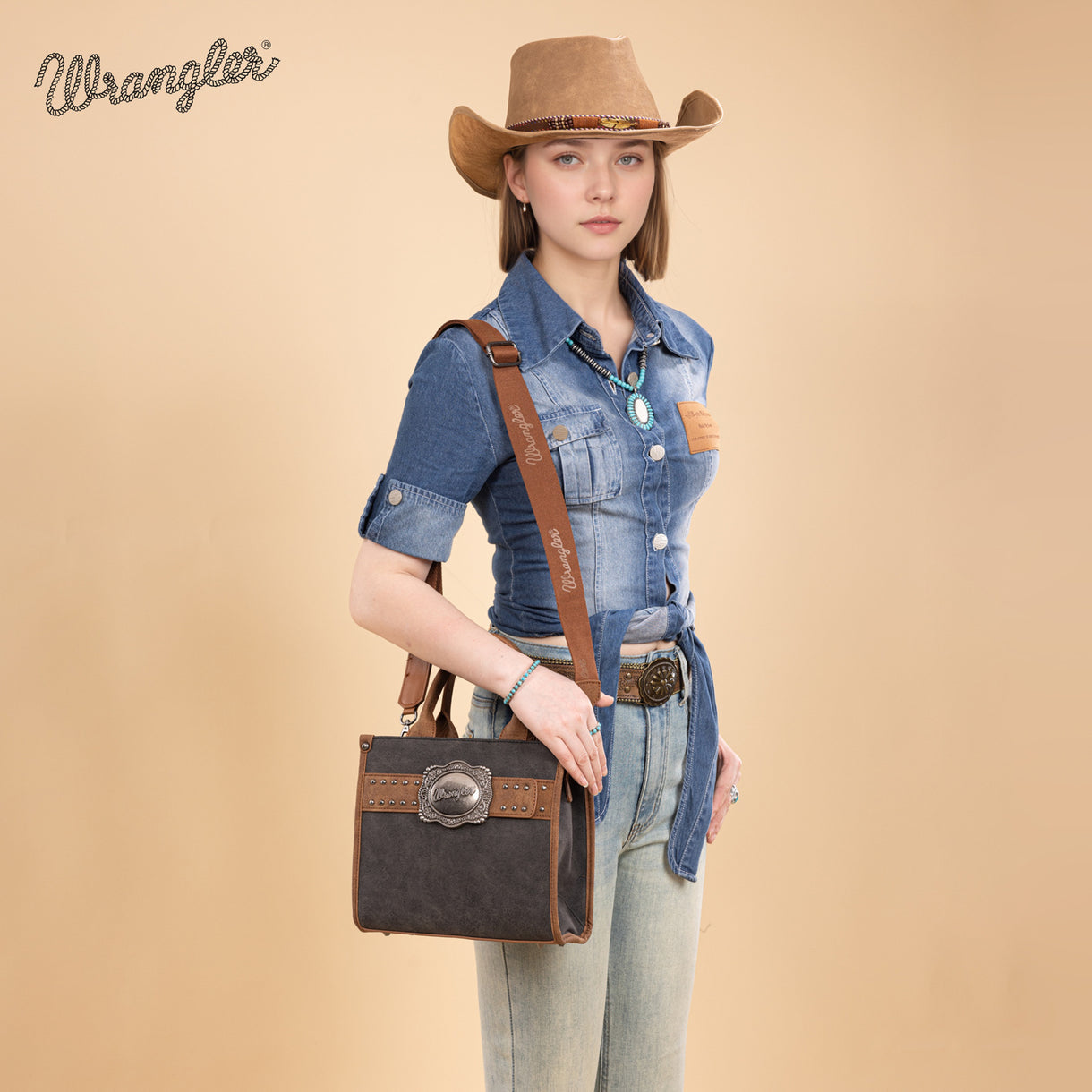 Wrangler Buckle Tote/Crossbody - Black