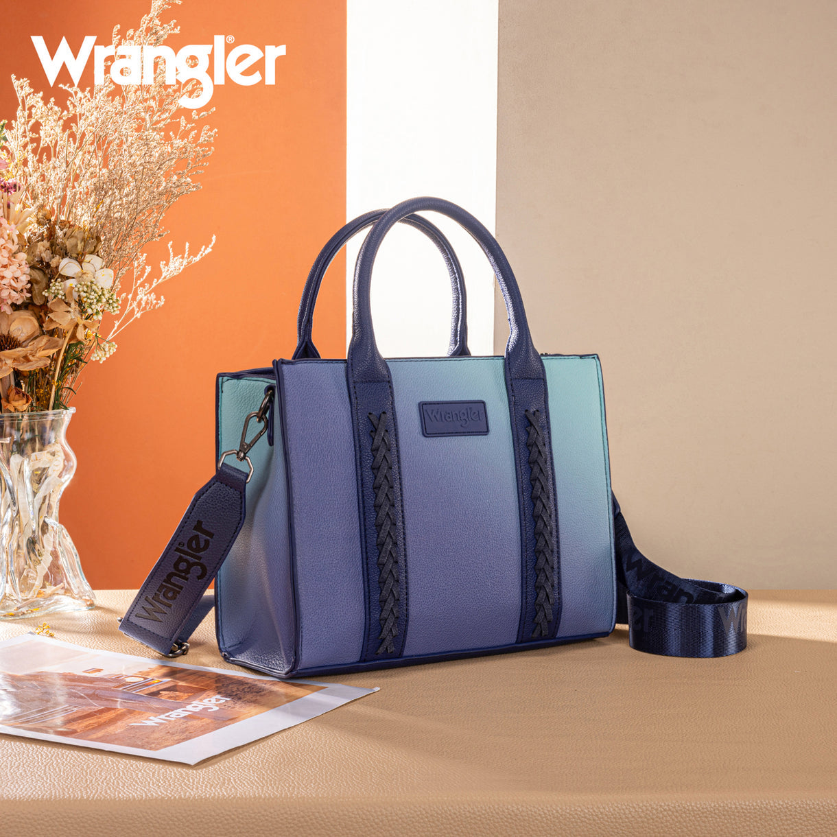 Wrangler Ombre Western Tote/Crossbody - Navy