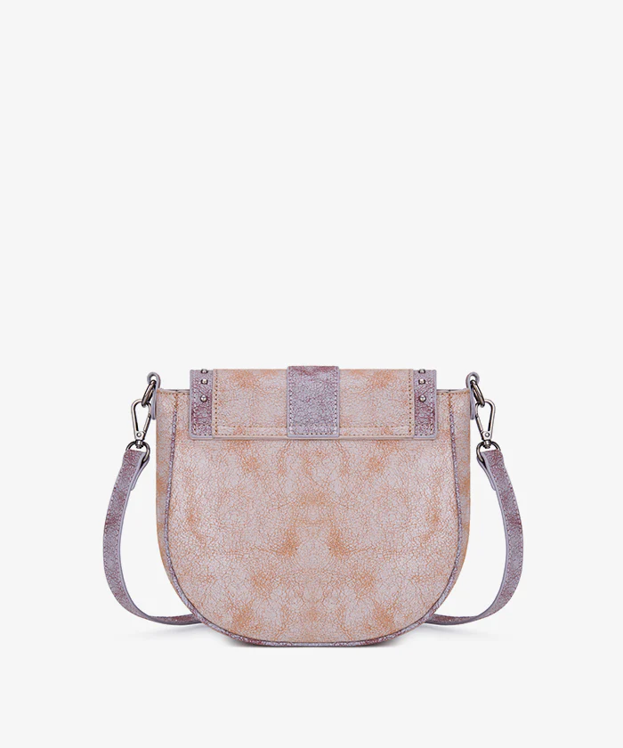 Montana West Western Buckle Studded Saddle Crossbody Bag - Purple - Pink