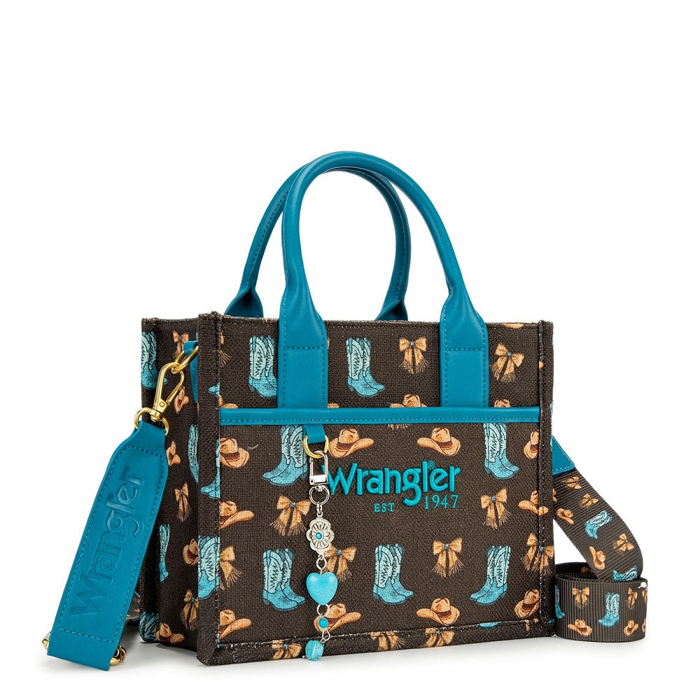 Wrangler Western Print Cowgirl Tote Bag/Crossbody - Coffee