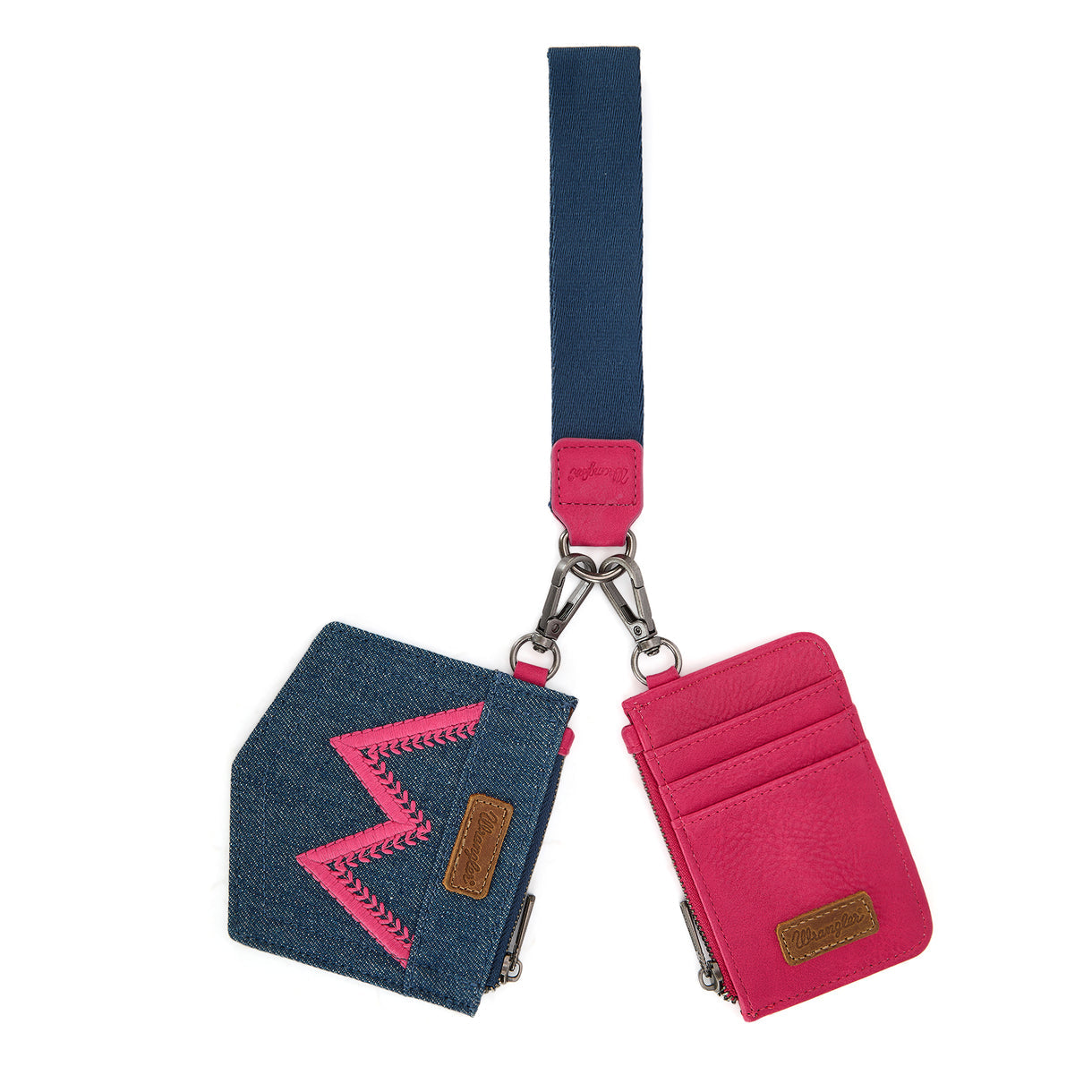 Wrangler logo "W" Embroidered Dual Pouch Wristlet
