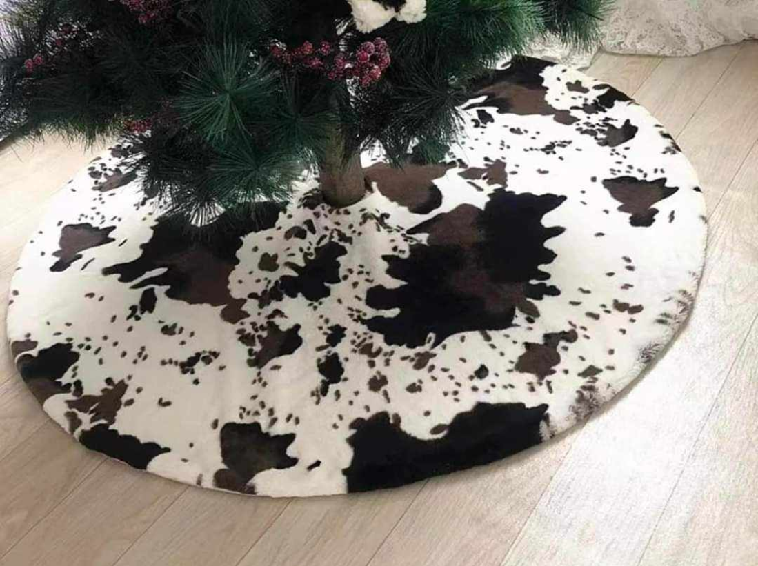 Western Cow Print Christmas tree skirt