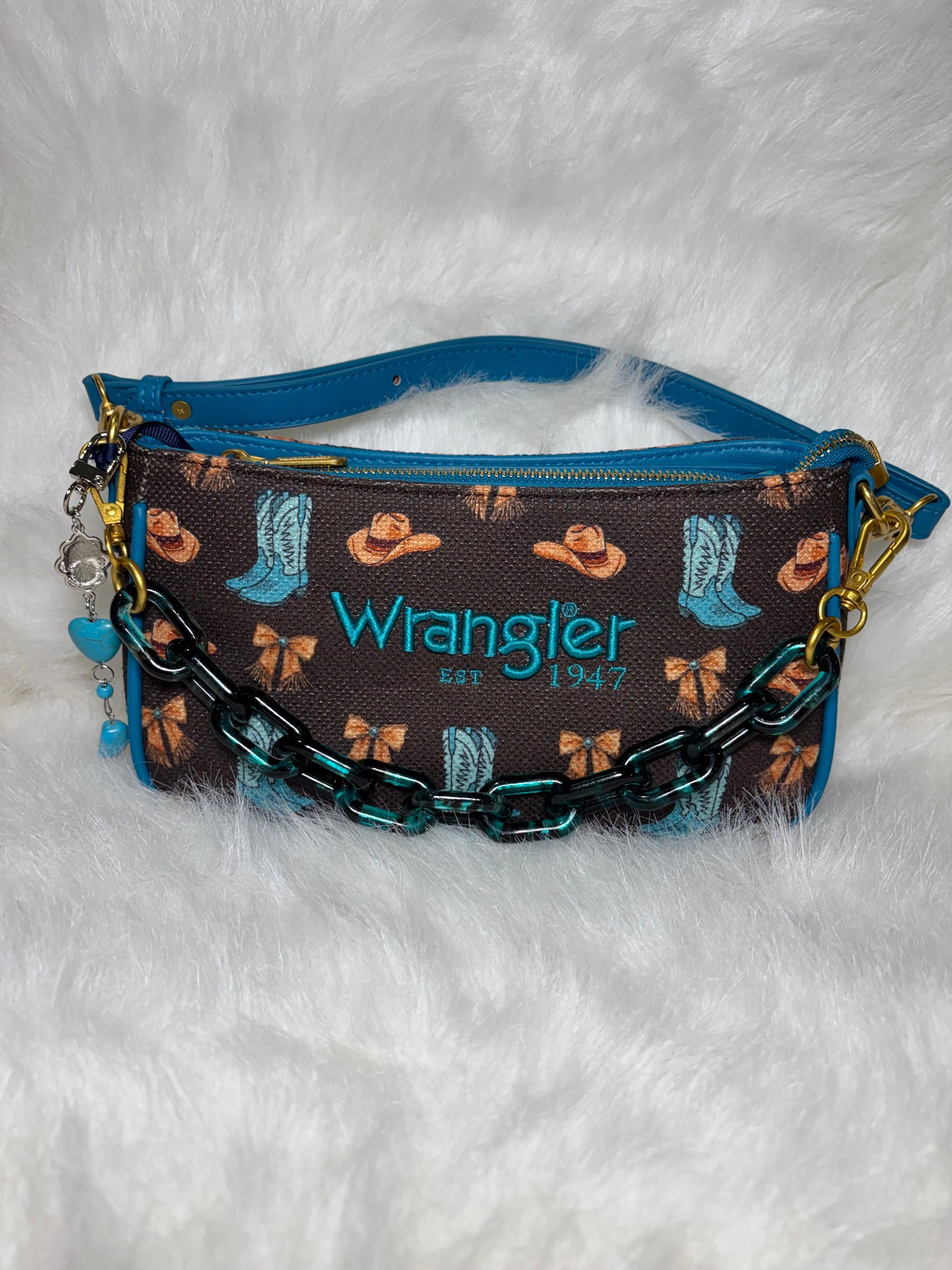 Western Print Cowgirl Shoulder Bag - Coffee