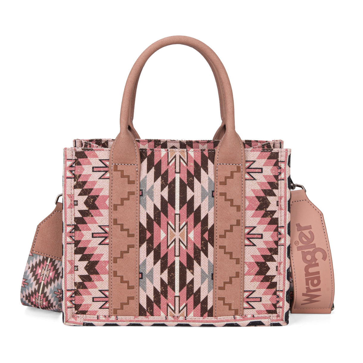 Wrangler Southwestern Pattern Dual Sided Print -Tote/Crossbody - PINK