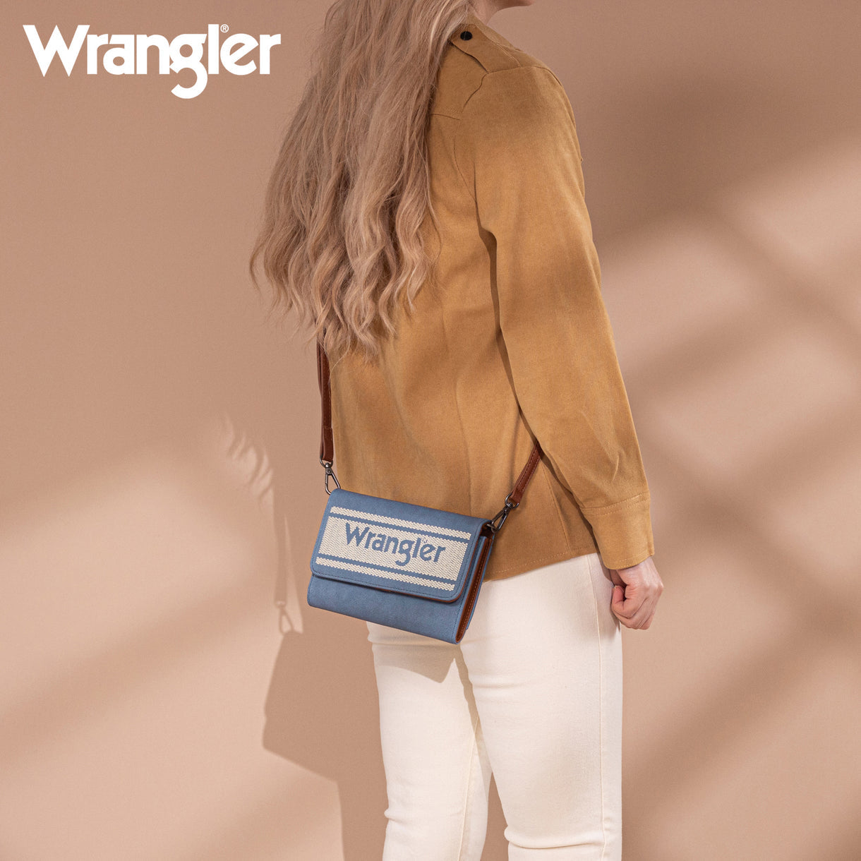 Wrangler Logo Waxed Canvas Wallet/Crossbody - Jean