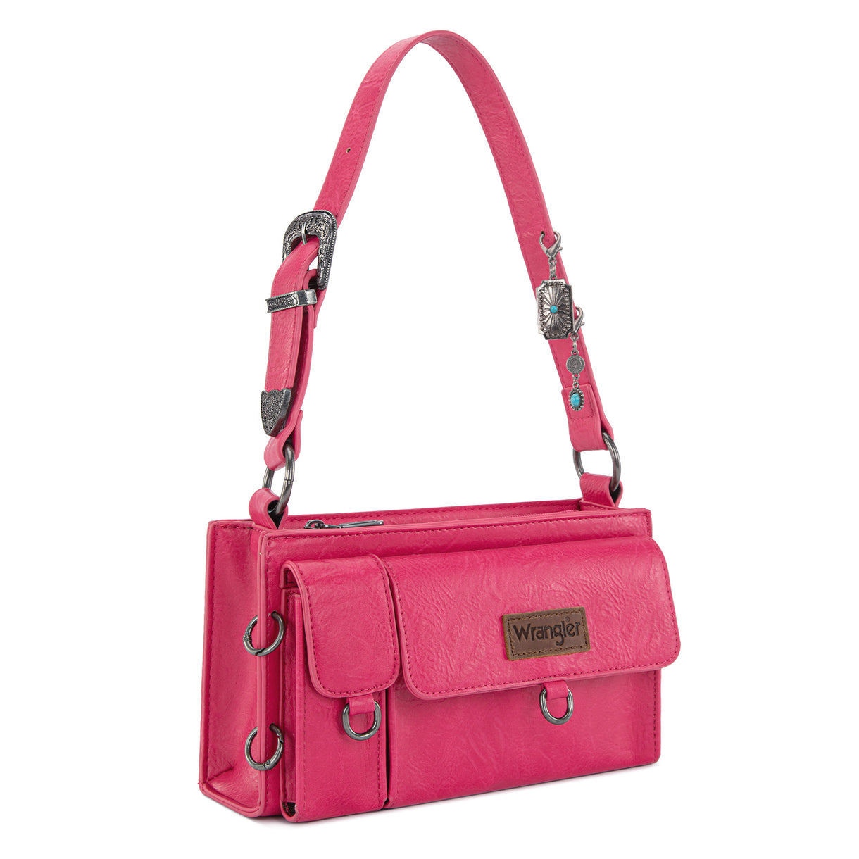 Wrangler Buckle Charm Small Shoulder Bag - Hot Pink