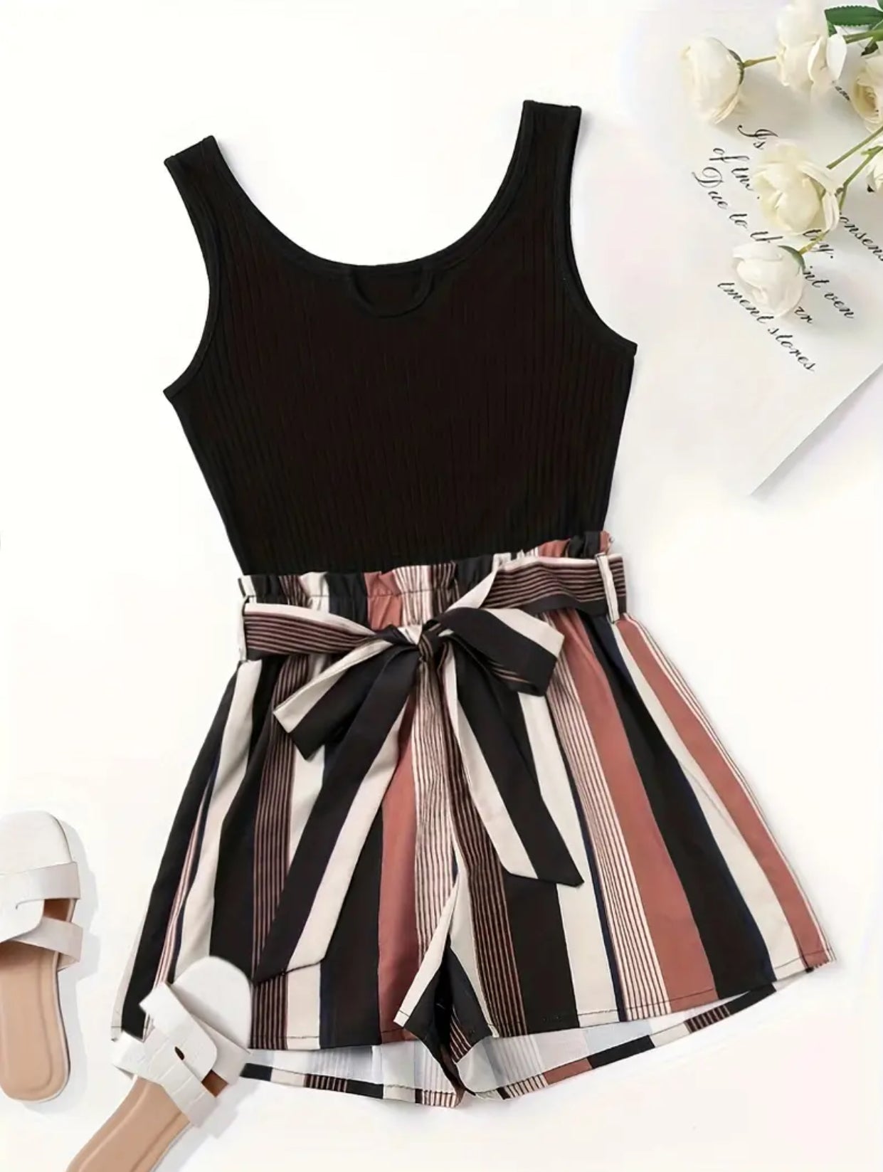 Striped piece Romper