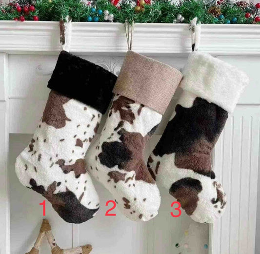 Christmas cow print stocking