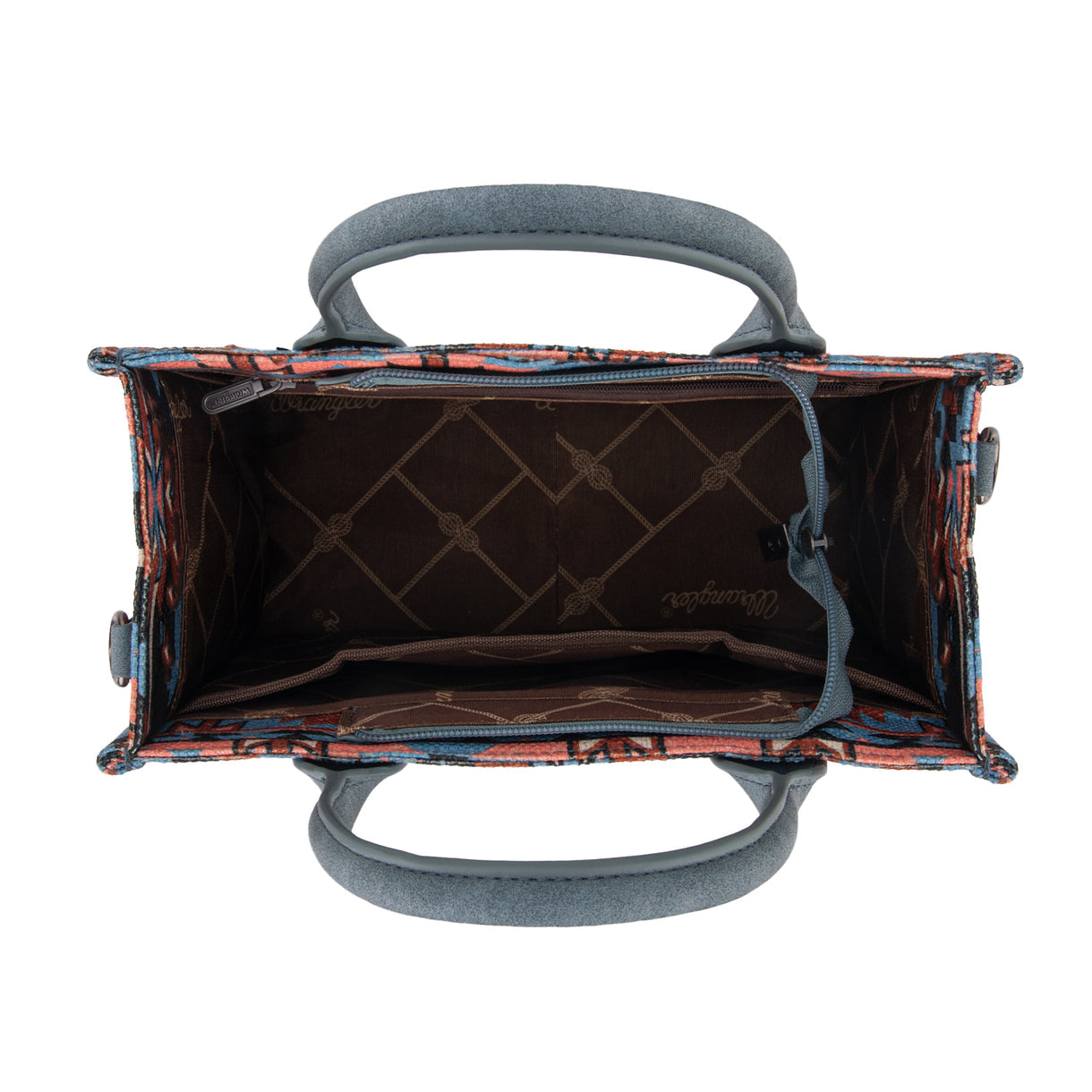 Wrangler Southwestern Pattern Dual Sided Print -Tote/Crossbody - NAVY - Denim Blue