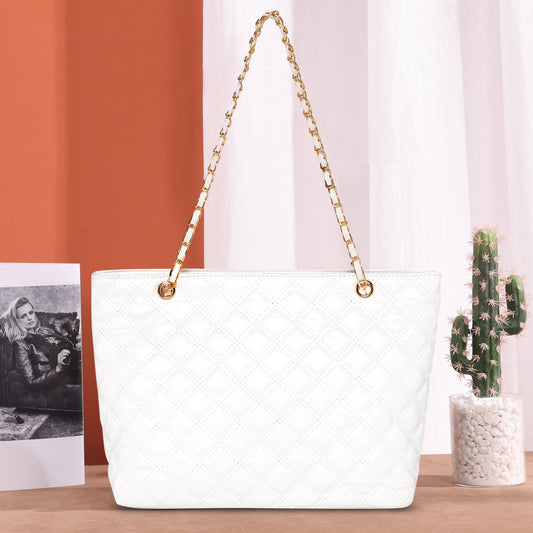 Montana West Quilted Carry-All Tote - White