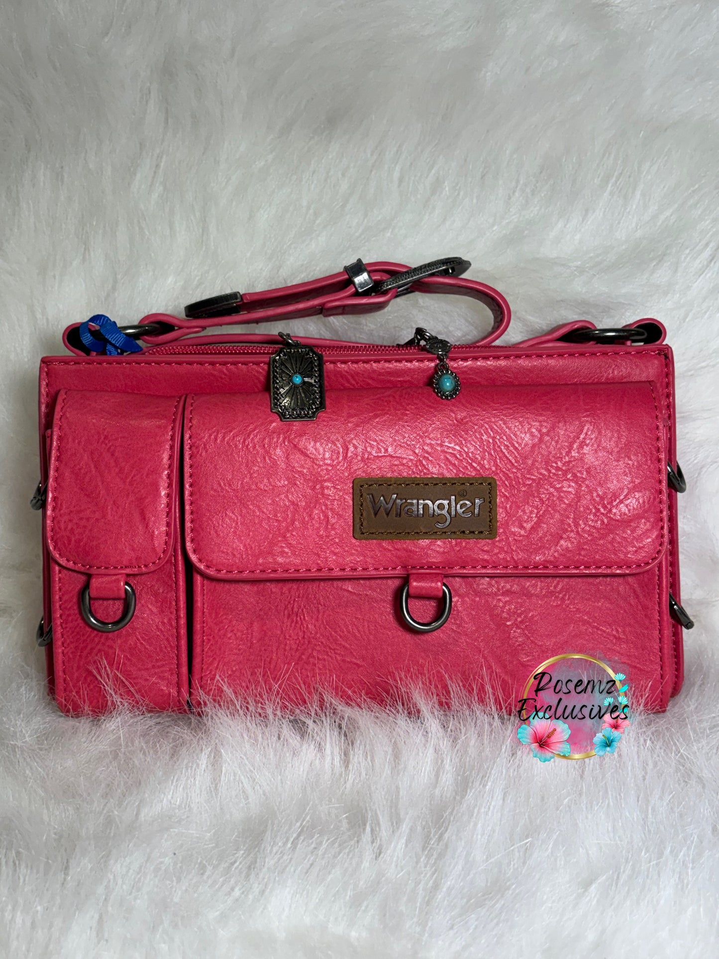 Wrangler Buckle Charm Small Shoulder Bag - Hot Pink