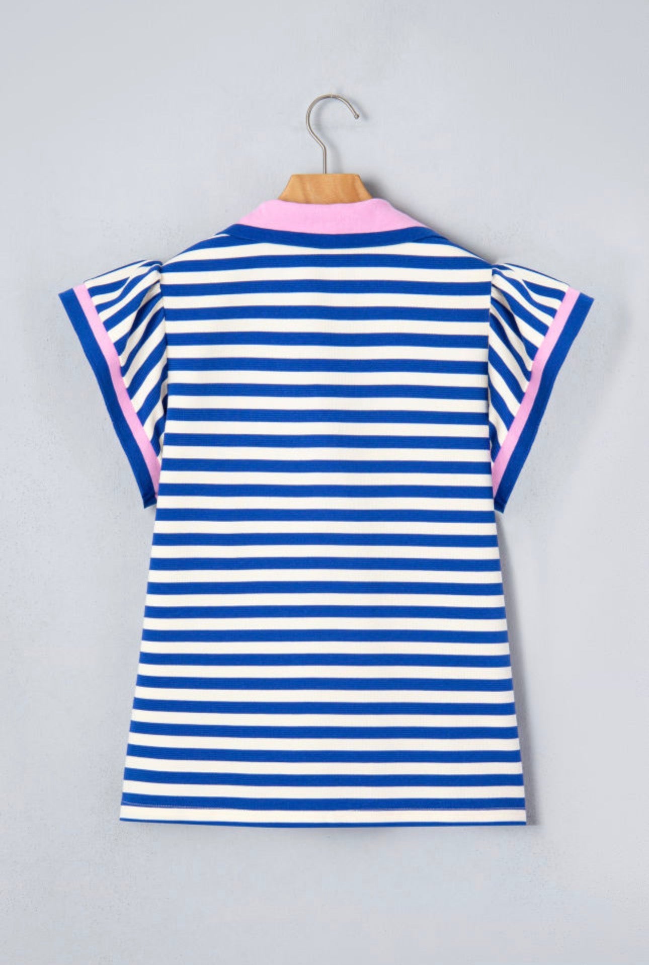 Coastal Charm Ribbed Striped Top – Royal Blue