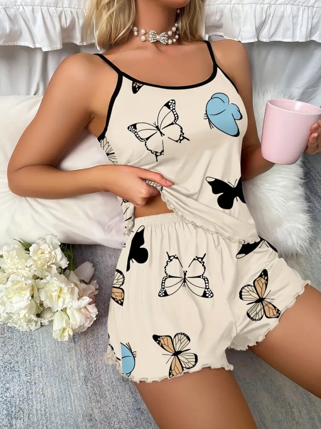 Women's Butterfly Print Pajama Set