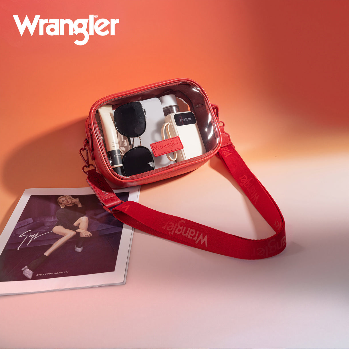 Wrangler Clear Crossbody Bag/Stadium Bag - Red
