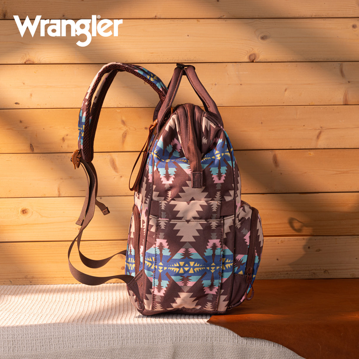 Wrangler Aztec Printed Callie Backpack - Dark Brown - Coffee