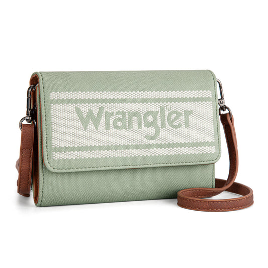 Wrangler Logo Waxed Canvas Wallet/Crossbody - Light Green