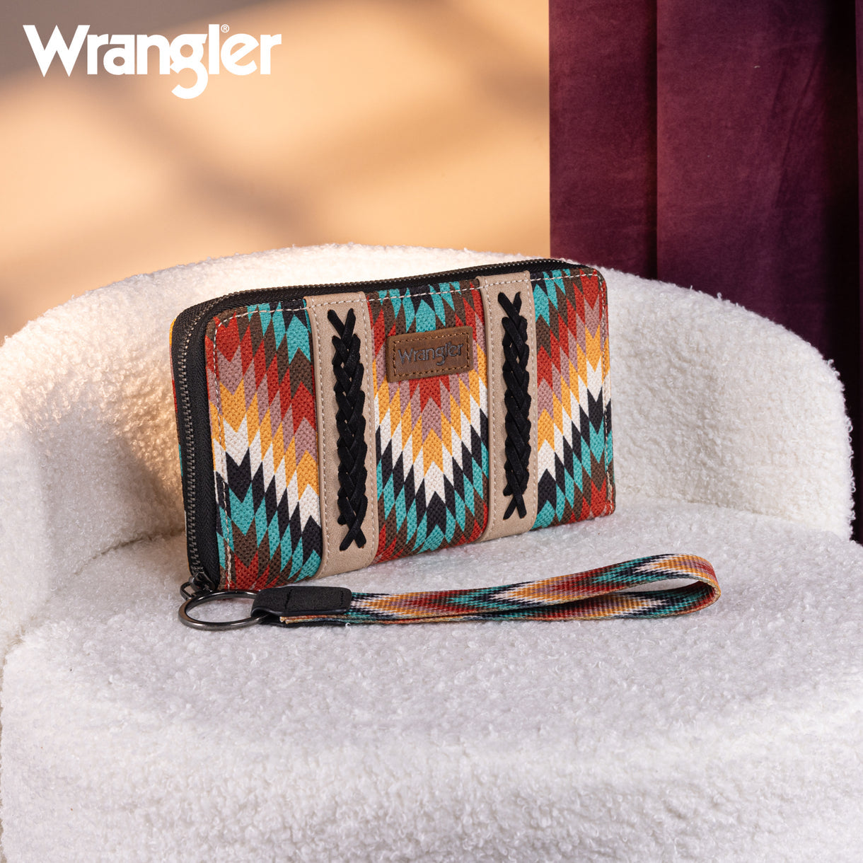 Wrangler Southwestern Art Print Wallet - Black - Multi Color
