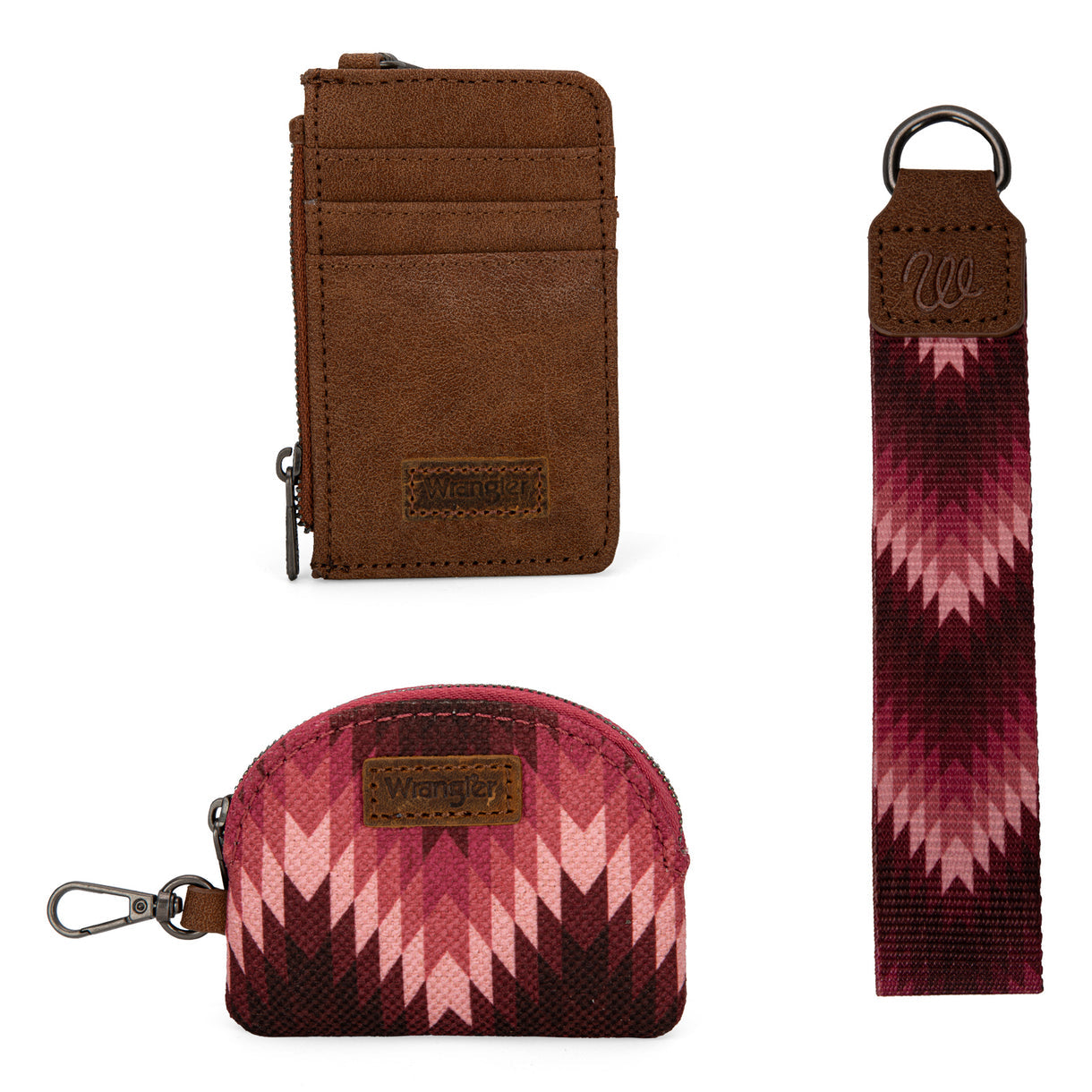 Wrangler Southwestern Art Print Dual Pouch Wristlet - Dark Pink