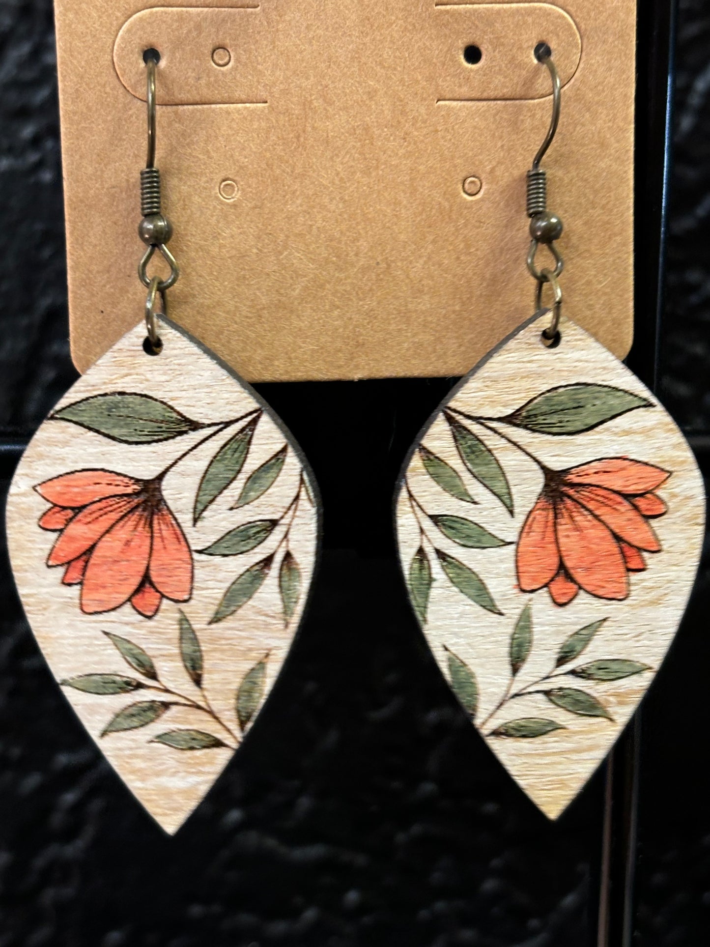 Hand-Painted Floral Teardrop Earrings