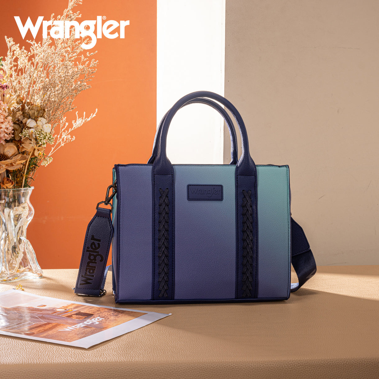 Wrangler Ombre Western Tote/Crossbody - Navy