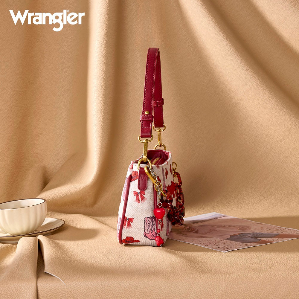 Wrangler Western Print Cowgirl Shoulder Bag - Red