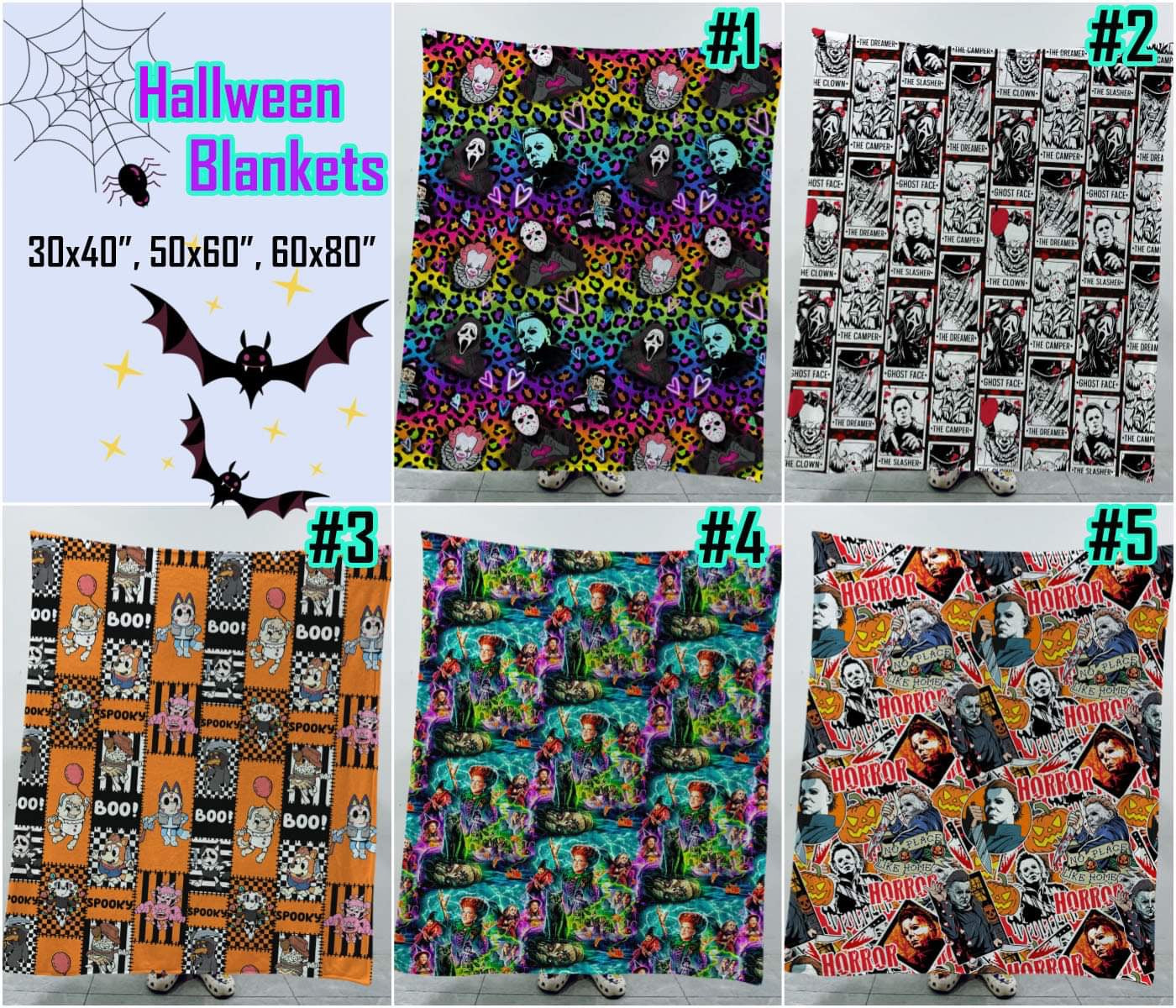 Halloween print fleece blankets