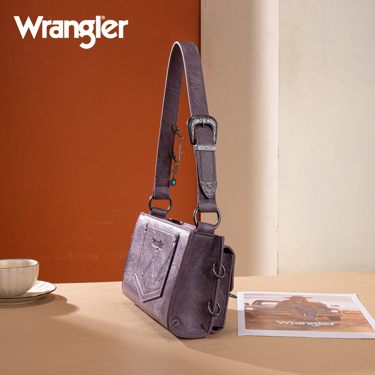Wrangler Buckle Charm Small Shoulder Bag - Purple