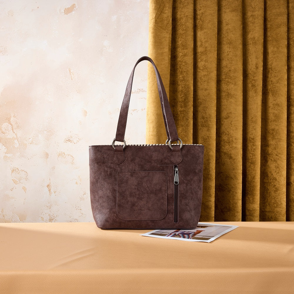Montana West Tooled Floral Concealed Carry Tote Bag - Coffee
