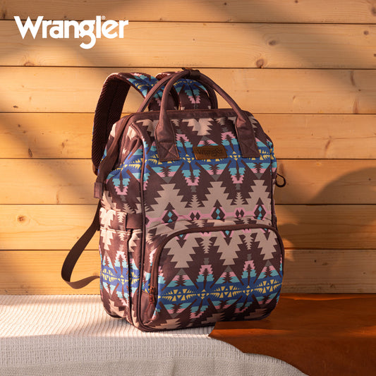 Wrangler Aztec Printed Callie Backpack - Dark Brown - Coffee