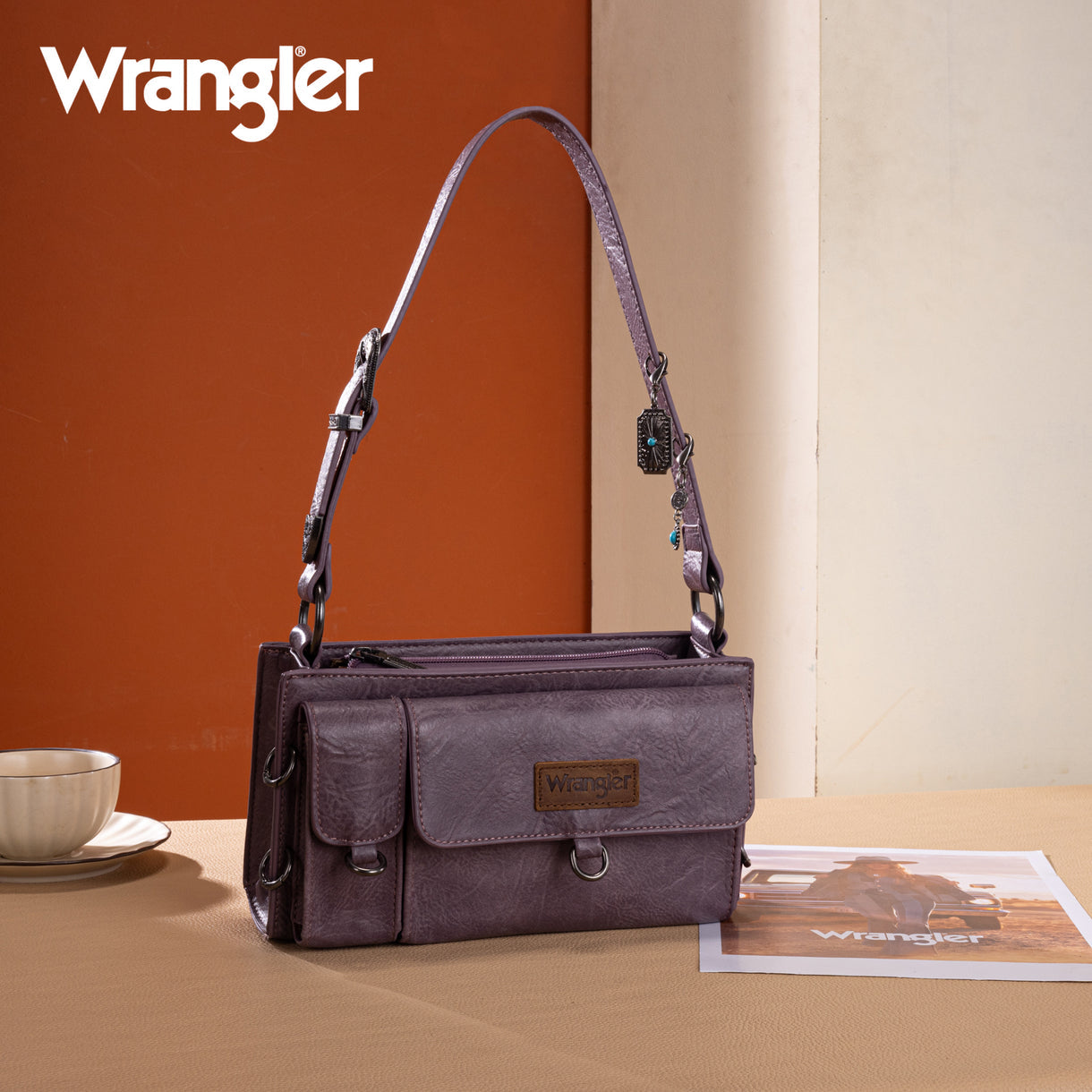 Wrangler Buckle Charm Small Shoulder Bag - Purple