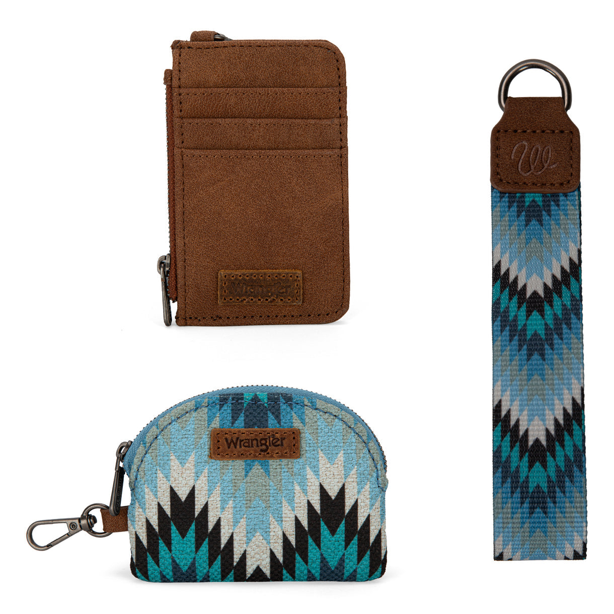 Wrangler Southwestern Art Print Dual Pouch Wristlet - Jean