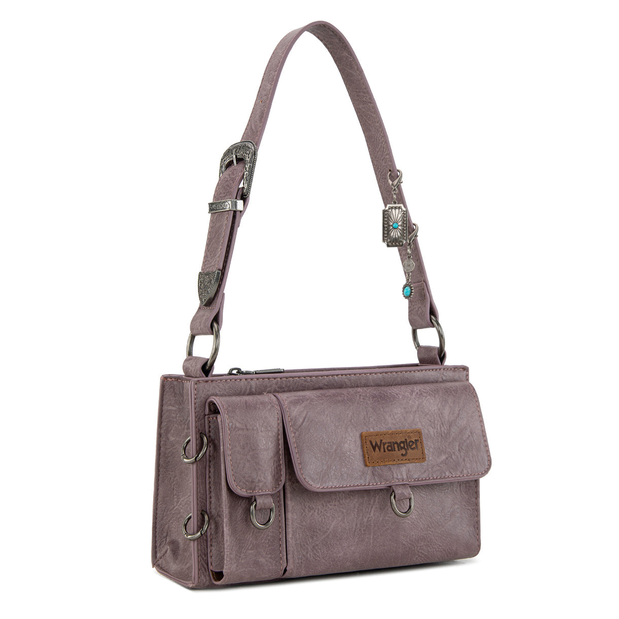 Wrangler Buckle Charm Small Shoulder Bag - Purple