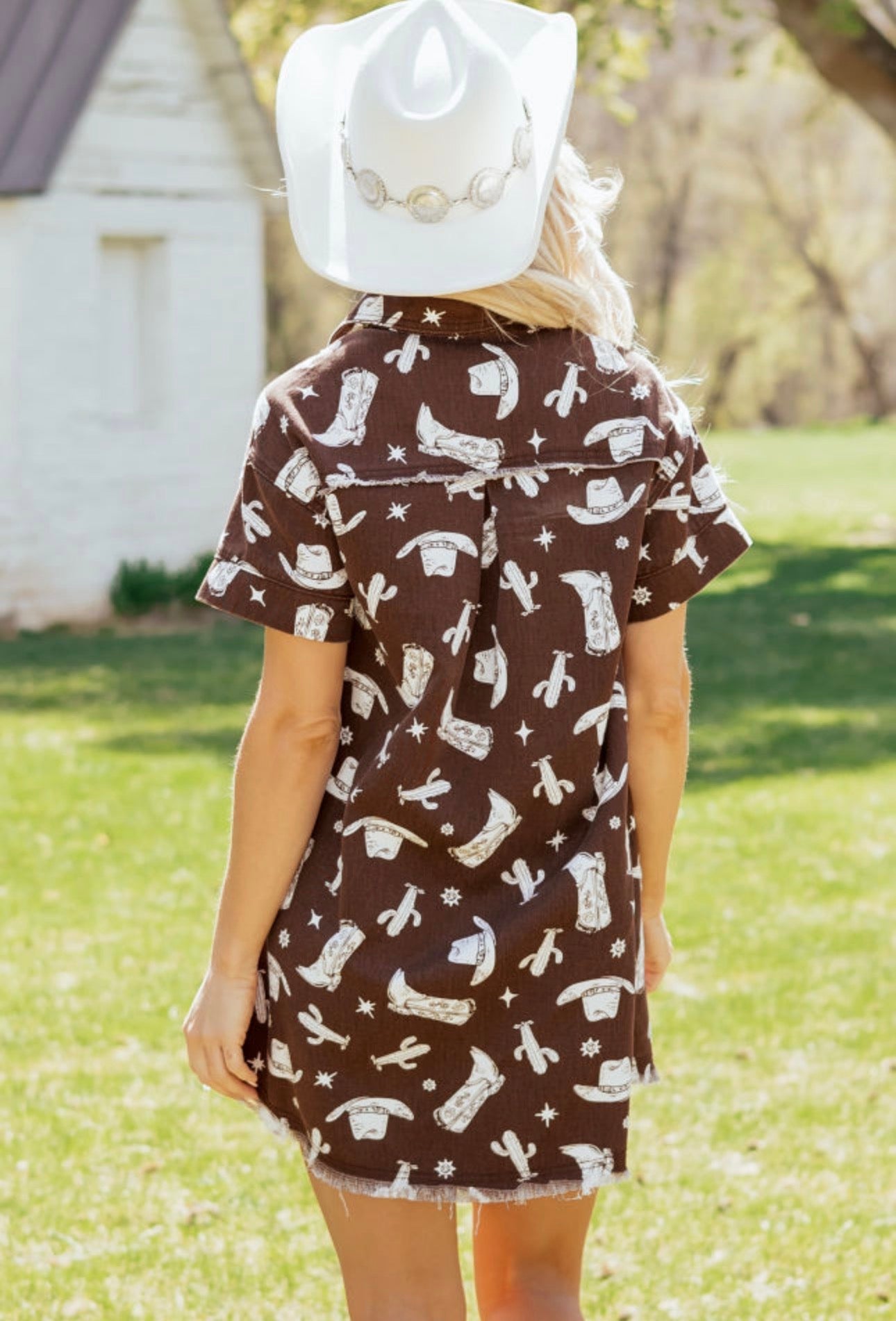 Desert Days Denim Shirt Dress - Brown