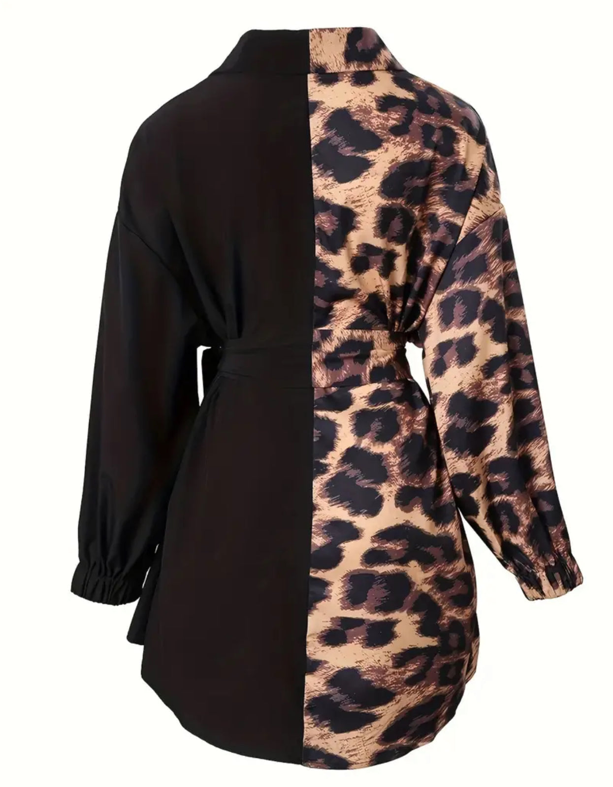 Women’s leopard color block button up dress