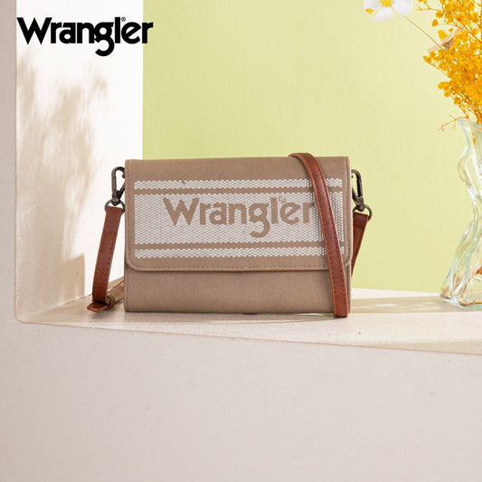 Wrangler Logo Waxed Canvas Wallet/Crossbody - khaki