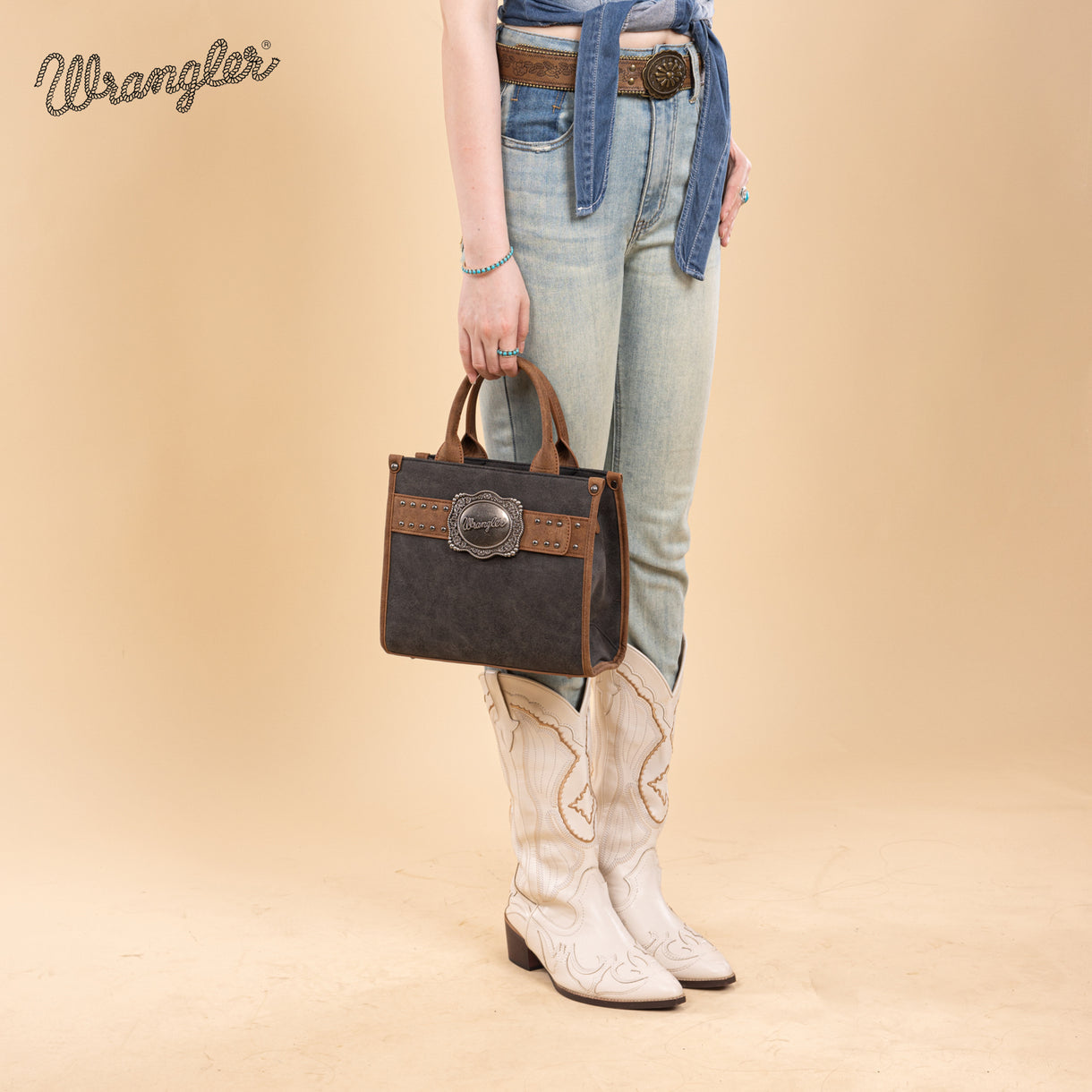 Wrangler Buckle Tote/Crossbody - Black