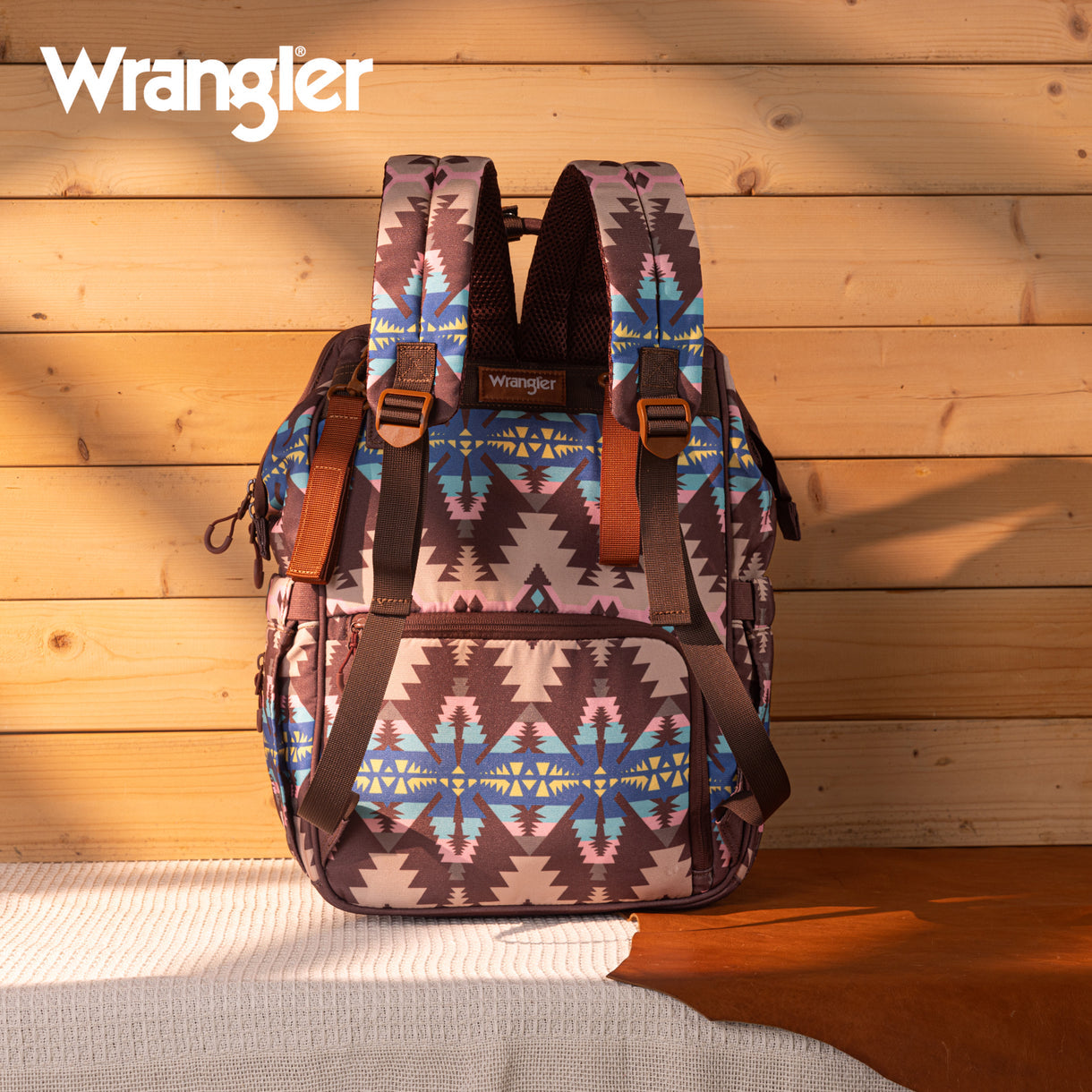 Wrangler Aztec Printed Callie Backpack - Dark Brown - Coffee