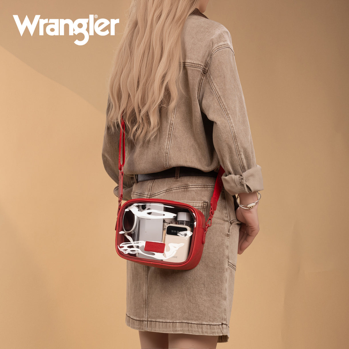Wrangler Clear Crossbody Bag/Stadium Bag - Red