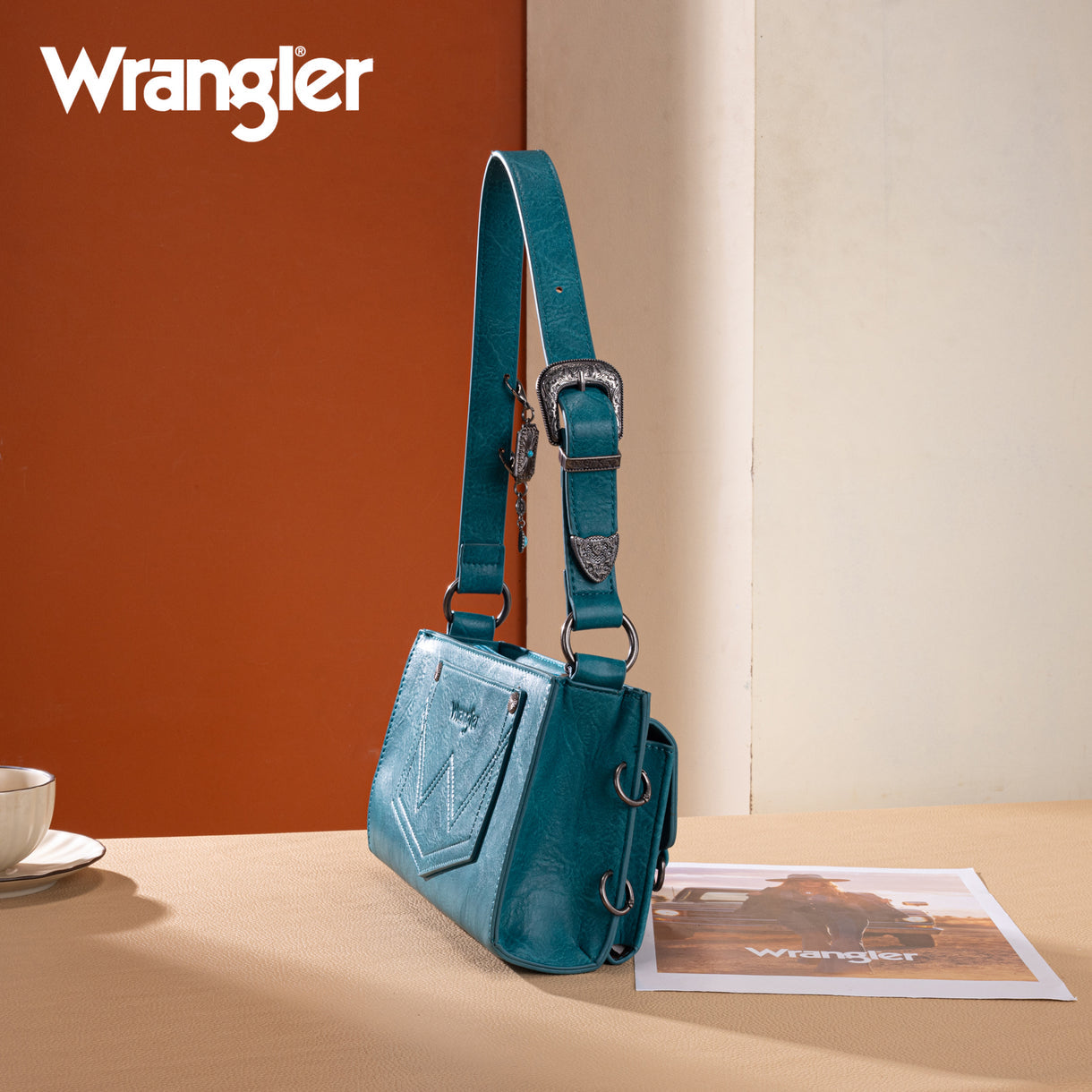 Wrangler Buckle Charm Small Shoulder Bag - Turquoise