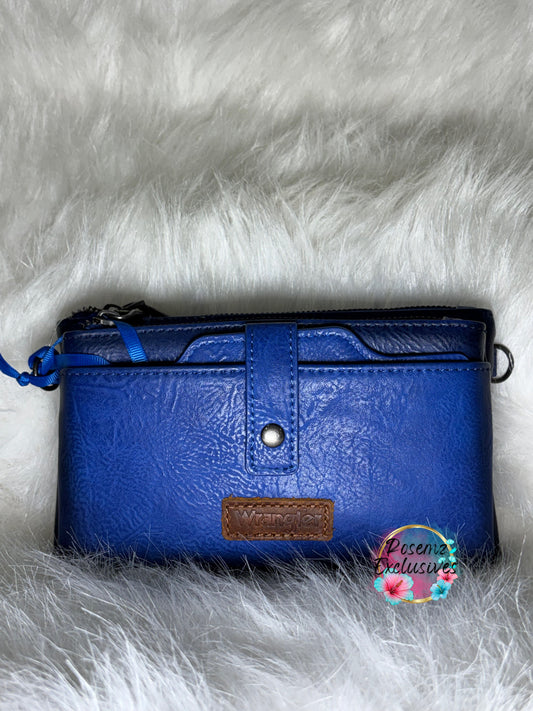 Wrangler Dual Zipper Compartment Crossbody Bag - Navy