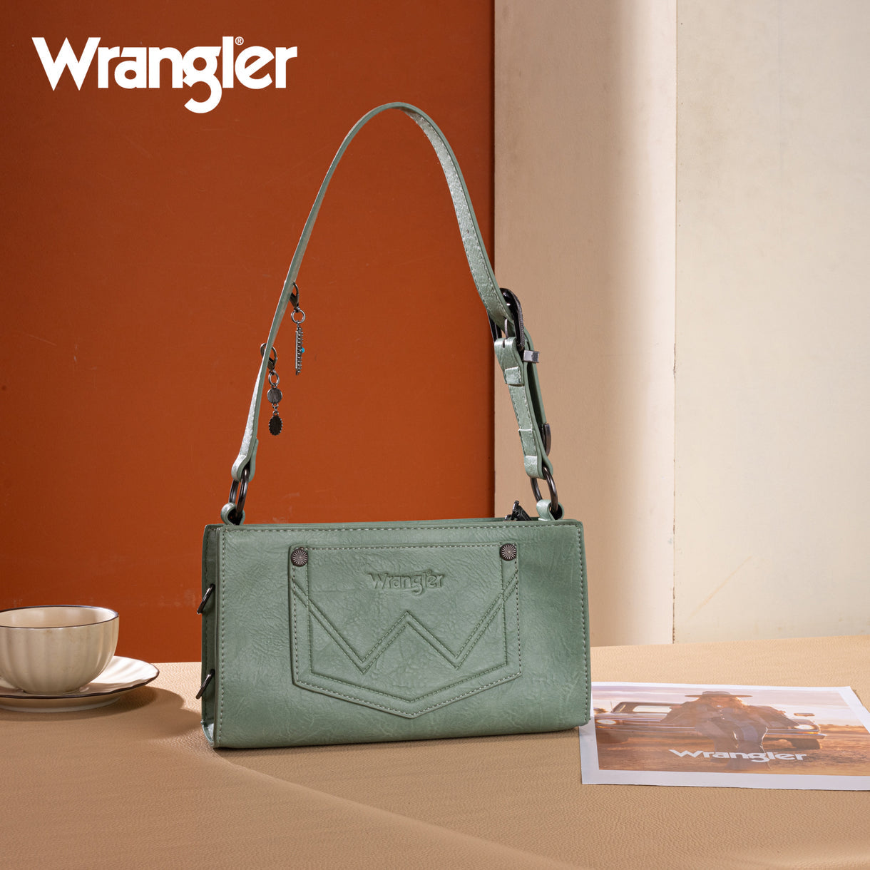 Wrangler Buckle Charm Small Shoulder Bag - Green