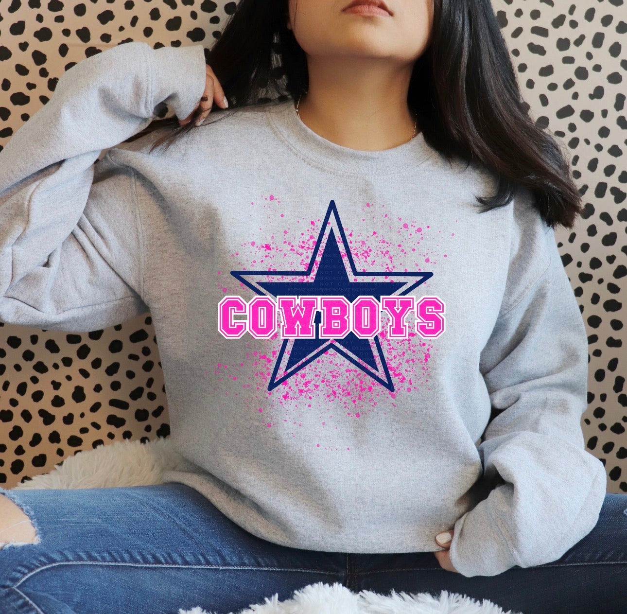Pink Splash Cowboys Graphic Sweatshirt