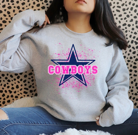 Pink Splash Cowboys Graphic Sweatshirt