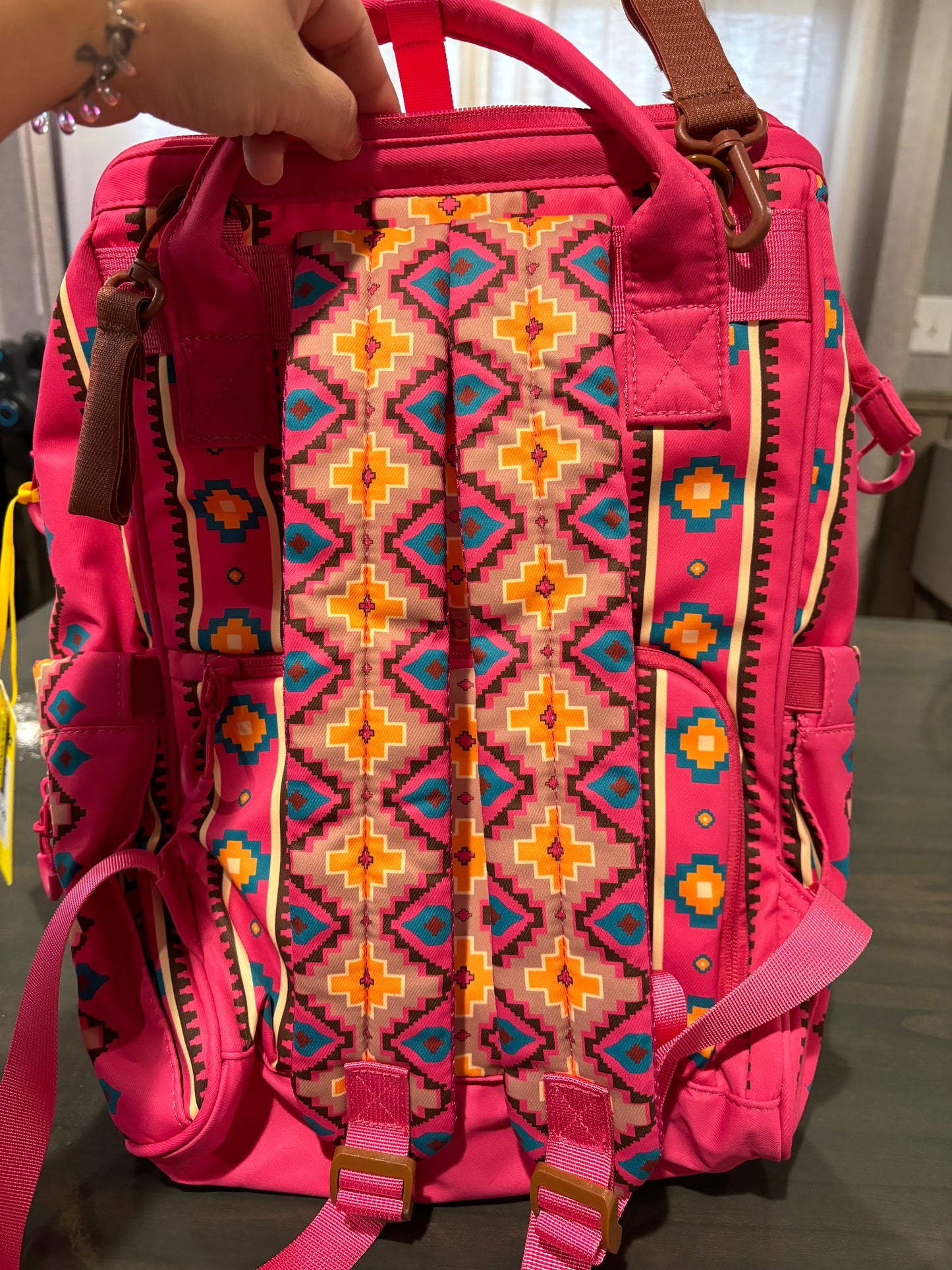 Wrangler Allover Aztec Dual Sided Backpack - Hot Pink