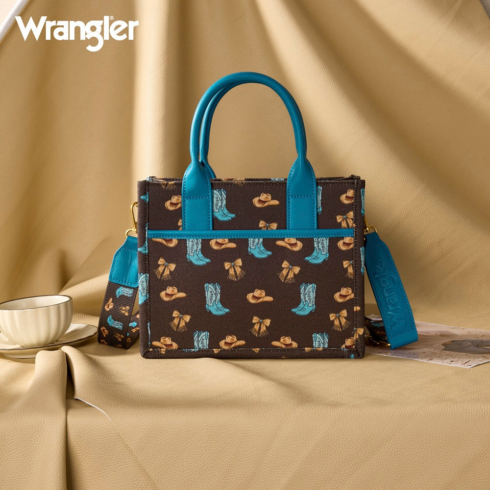 Wrangler Western Print Cowgirl Tote Bag/Crossbody - Coffee