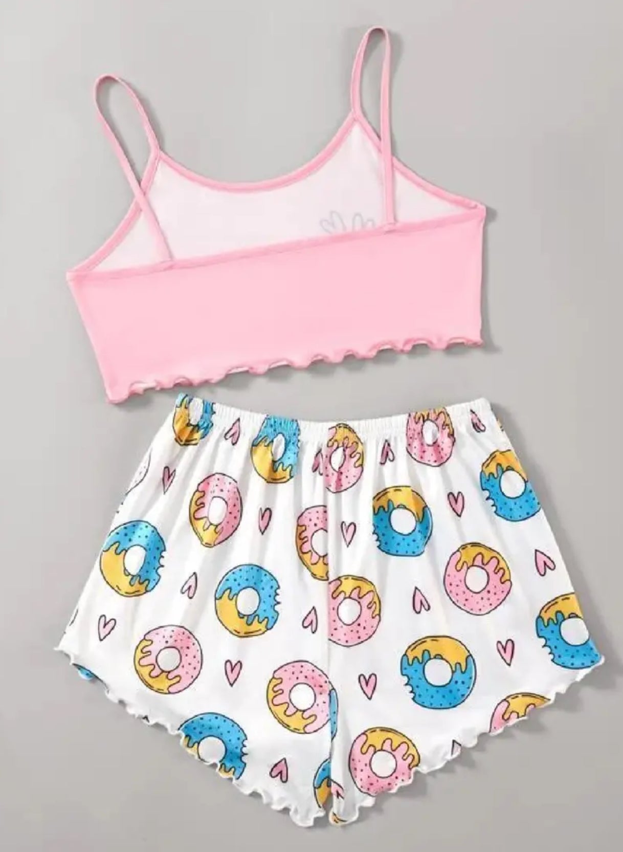 Super cute donut print pajama set - 2 piece set - cami