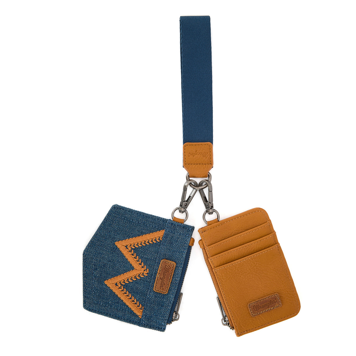 Wrangler logo "W" Embroidered Dual Pouch Wristlet