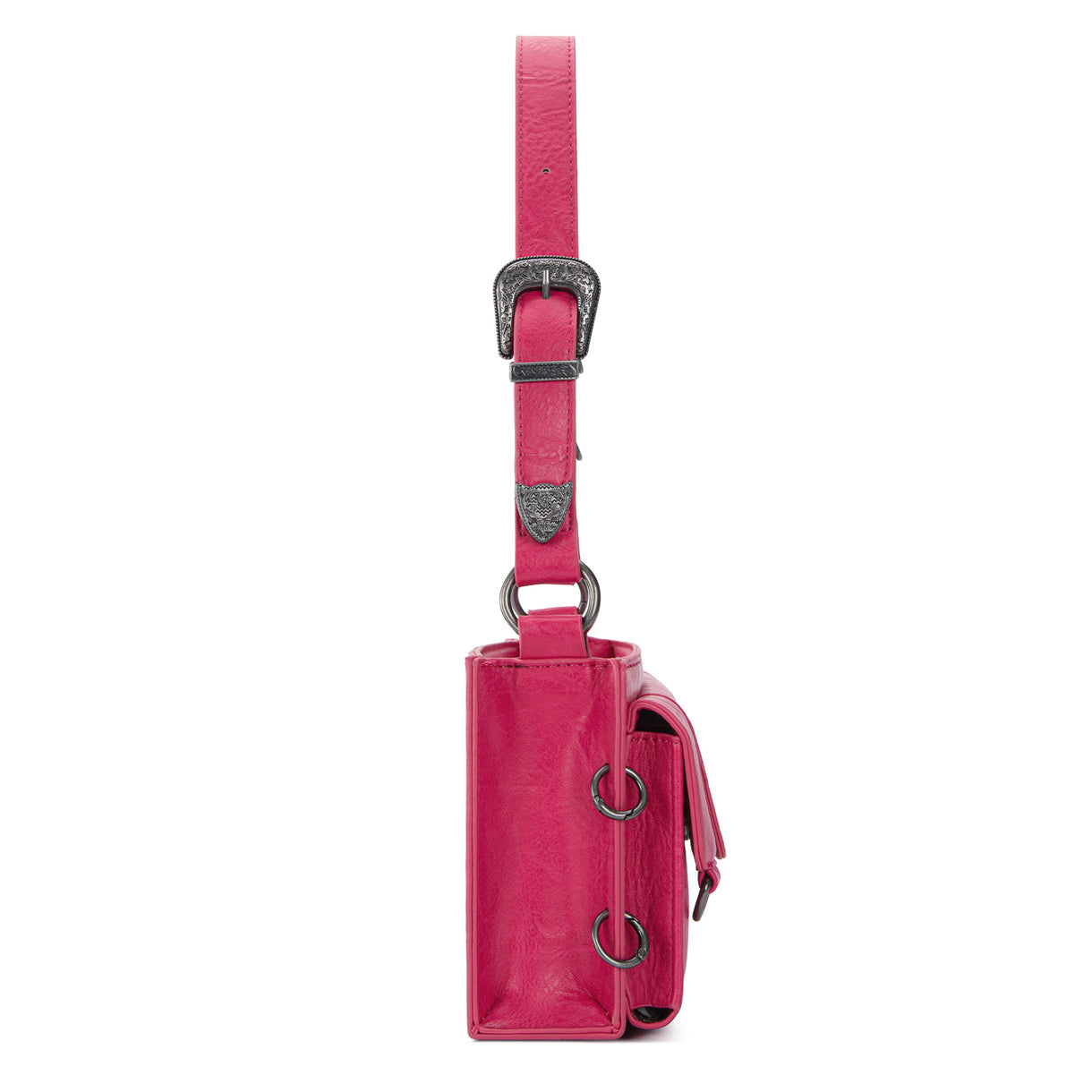 Wrangler Buckle Charm Small Shoulder Bag - Hot Pink