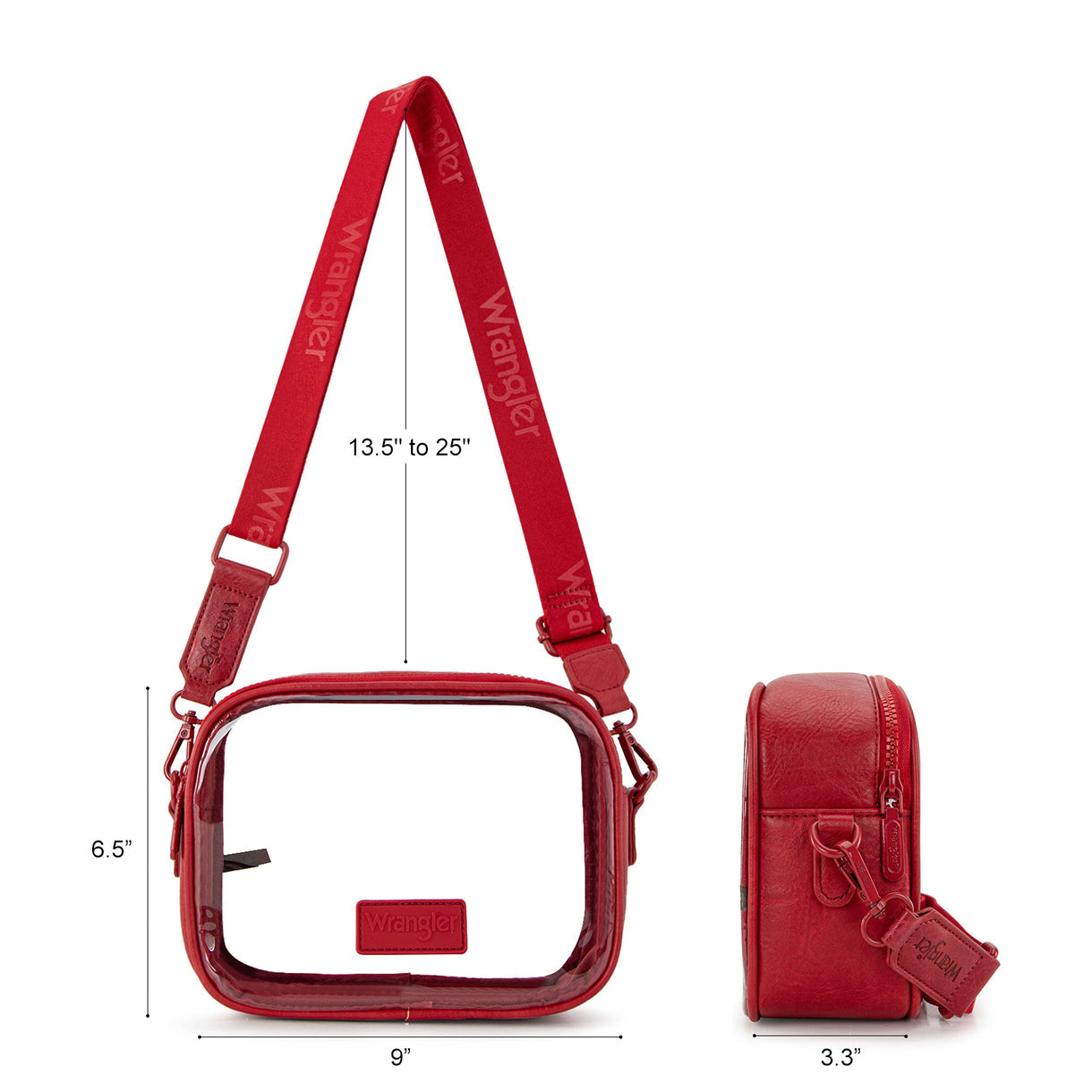 Wrangler Clear Crossbody Bag/Stadium Bag - Red