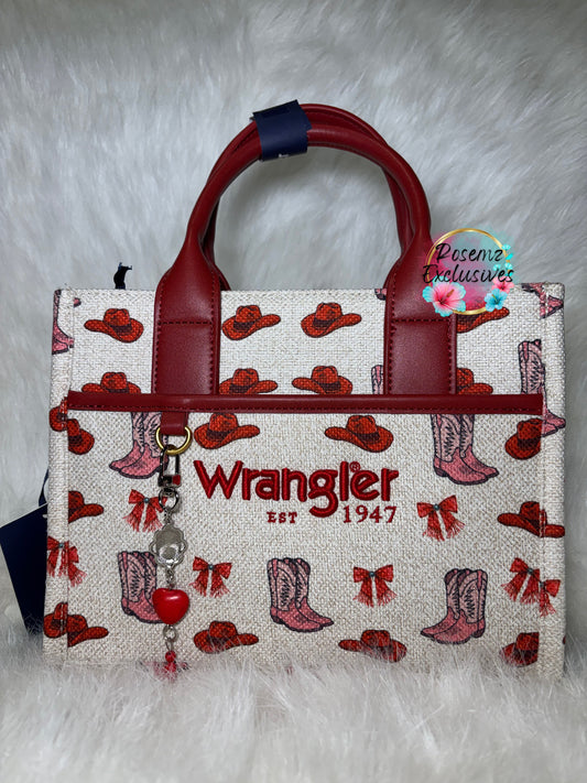 Western Print Cowgirl Tote Bag/Crossbody - Pink